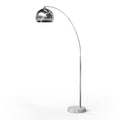 Arquer 68.1" Arc Floor Lamp for Living Rooms, Home Offices, Dining Rooms, Bedrooms with Faux White Marble Base and Chrome Bell Shade