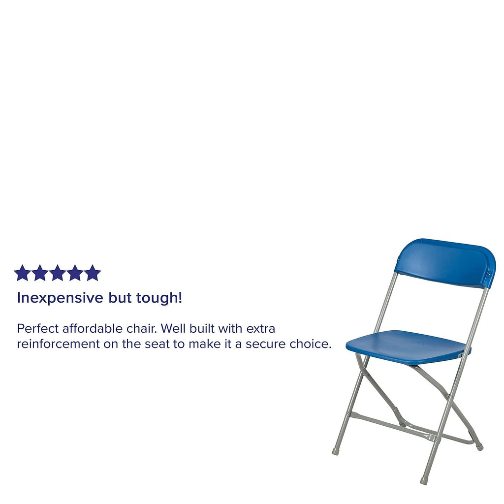 2 Pack, Hercules™ Series Plastic Folding Chair - Blue -  650LB Weight Capacity Comfortable Event Chair-Lightweight Folding Chair