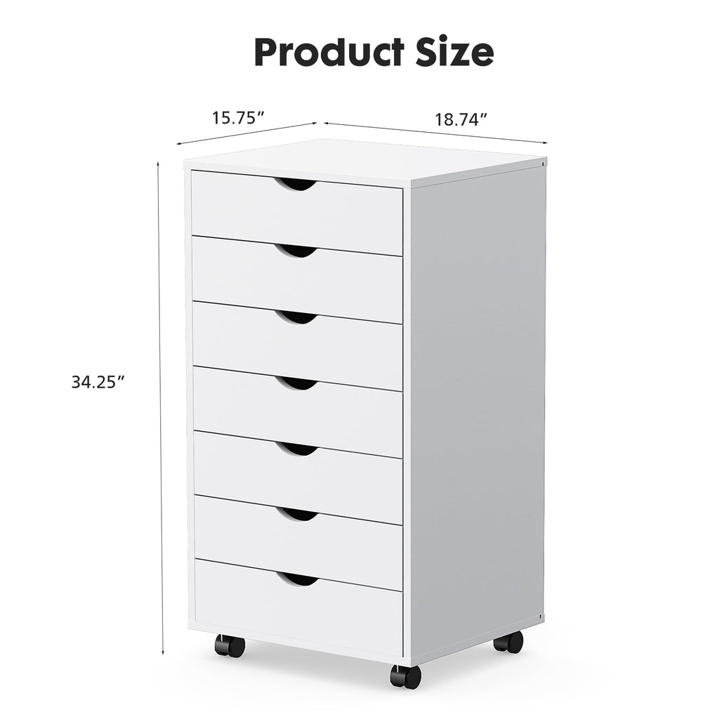7 Drawer File Cabinet on Wheels, Printer Stand