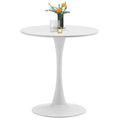 TUOMUR White Round Dining Table, 27.6" Tulip Table Kitchen Round Dining Table for 1-2 People with MDF Table Top and Metal Pedestal Base, Mid-Century Leisure Table for Home, Dining Room, Cafe
