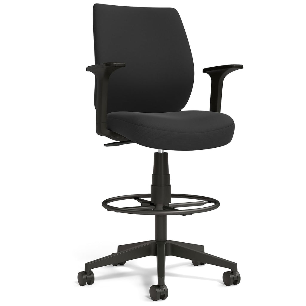Drafting Stool, Fabric, Footrest, Black