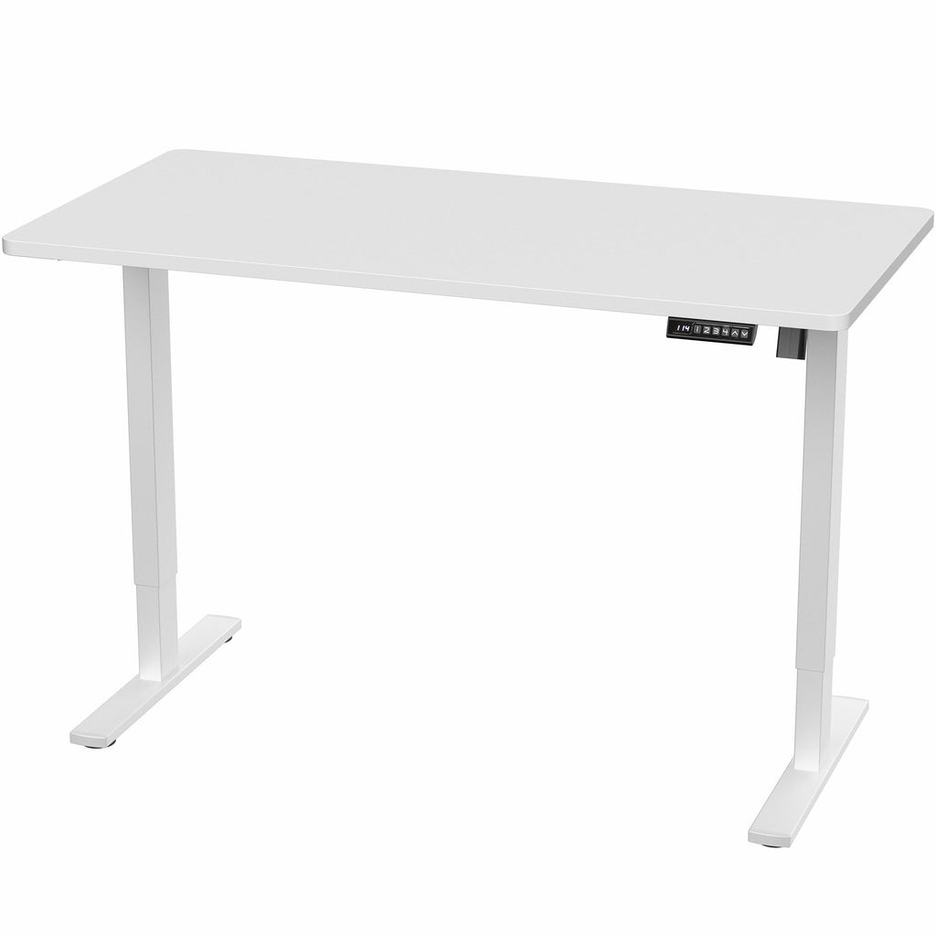 Electric 55 x 28 in Standing Desk, Memory Height Adjustment, 1B Series, Holds 220 lbs, One-Piece White Top, White Frame
