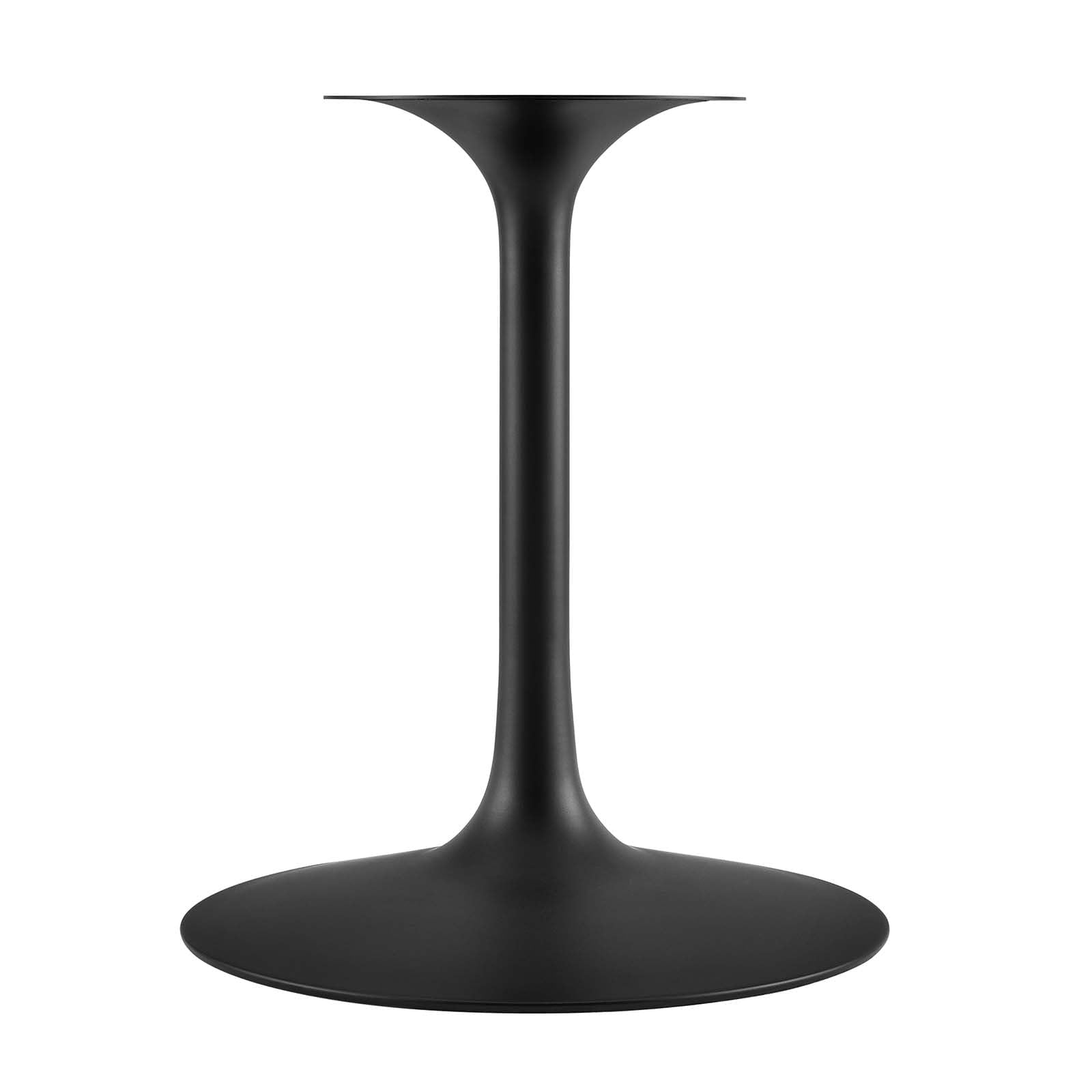 Modway Lippa 48" Round Artificial Dining Table with Tapered, Metal Base, Black Travertine