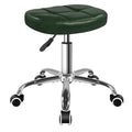 6-Square Lattice PU Swivel Stool with Wheel for Work SPA Shop Massage Height-Adjustable and Cost-Effective Rolling Stool Chair (Green)