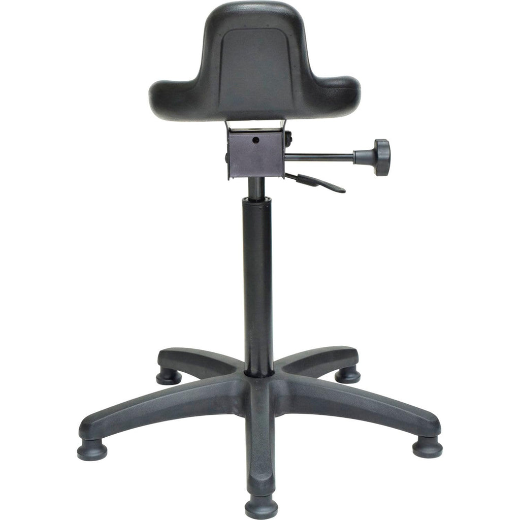 Height Adjustable Ergonomic Sit Stand Stool with 5-Star Base, 23"H to 33-1/2"H, Steel Frame, Polyurethane Seat, 250 Lb. Capacity, Black