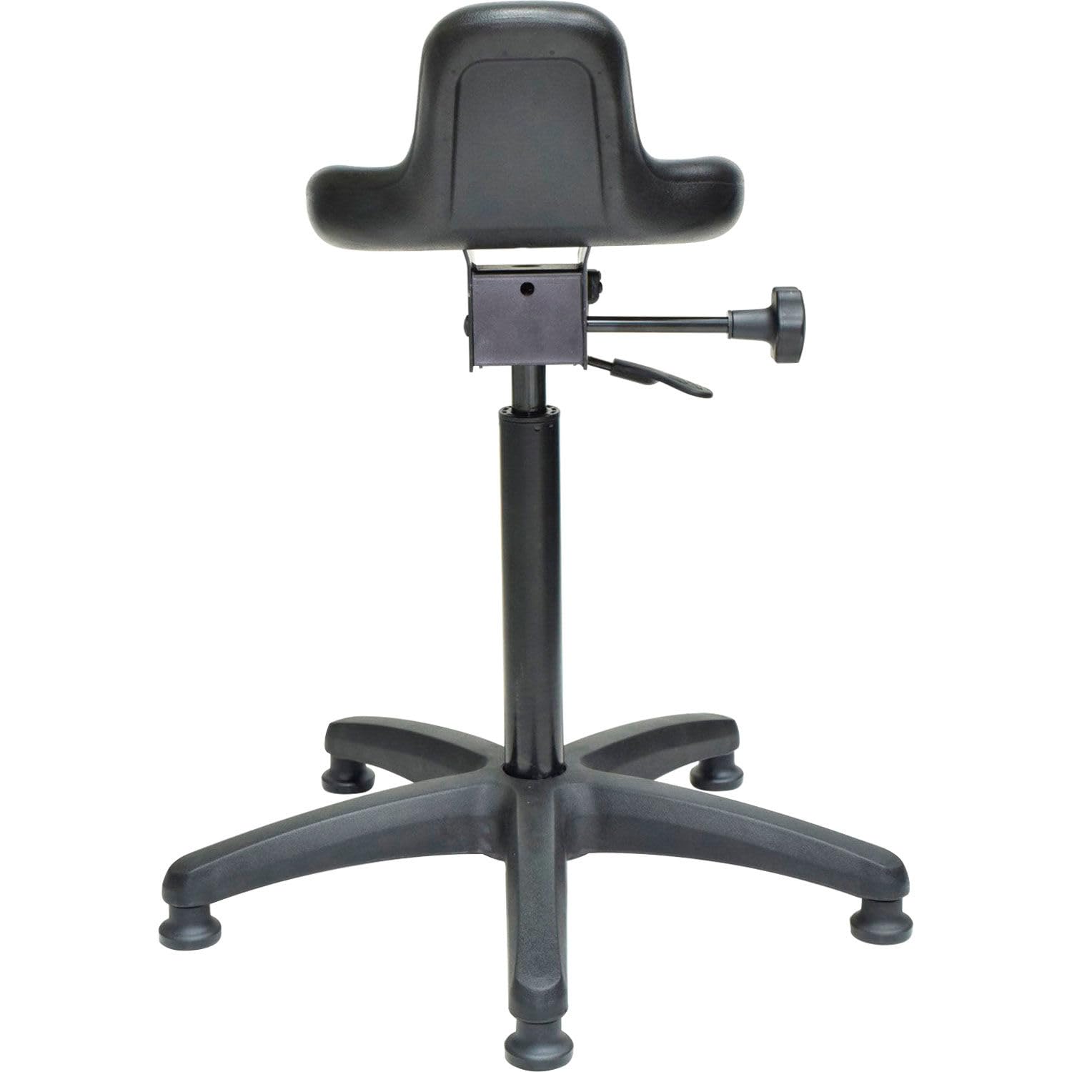 Height Adjustable Ergonomic Sit Stand Stool with 5-Star Base, 23"H to 33-1/2"H, Steel Frame, Polyurethane Seat, 250 Lb. Capacity, Black