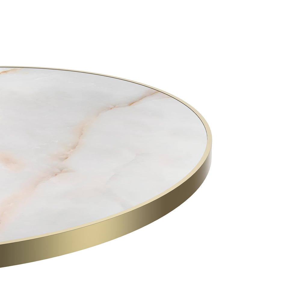 31.5" Round Tulip Dining Table, Mid-Century Tulip Table Kitchen Tulip Dining Table 2 People with Faux Marble Table Top & Stainless Steel Base for Office Living Room