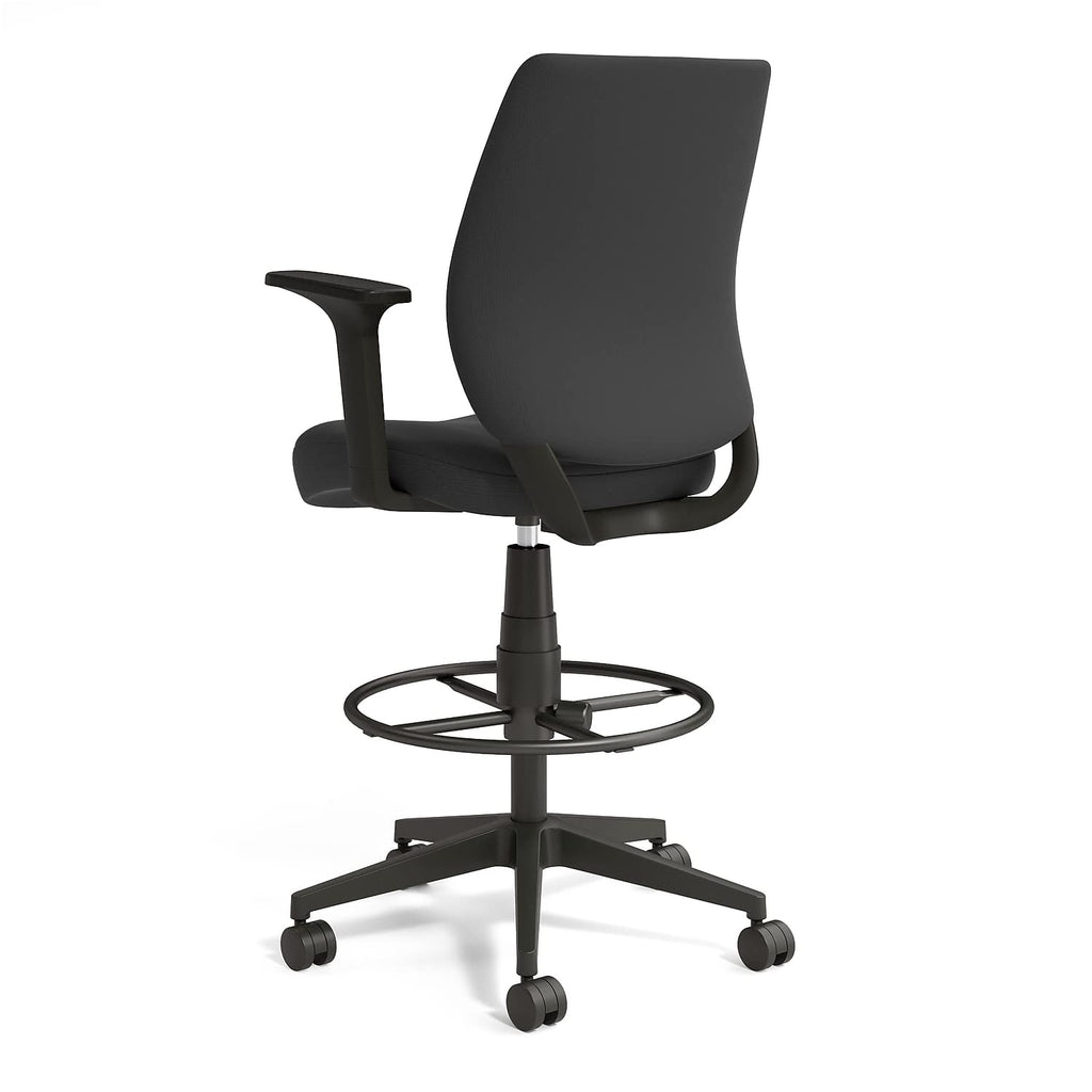 Drafting Stool, Fabric, Footrest, Black
