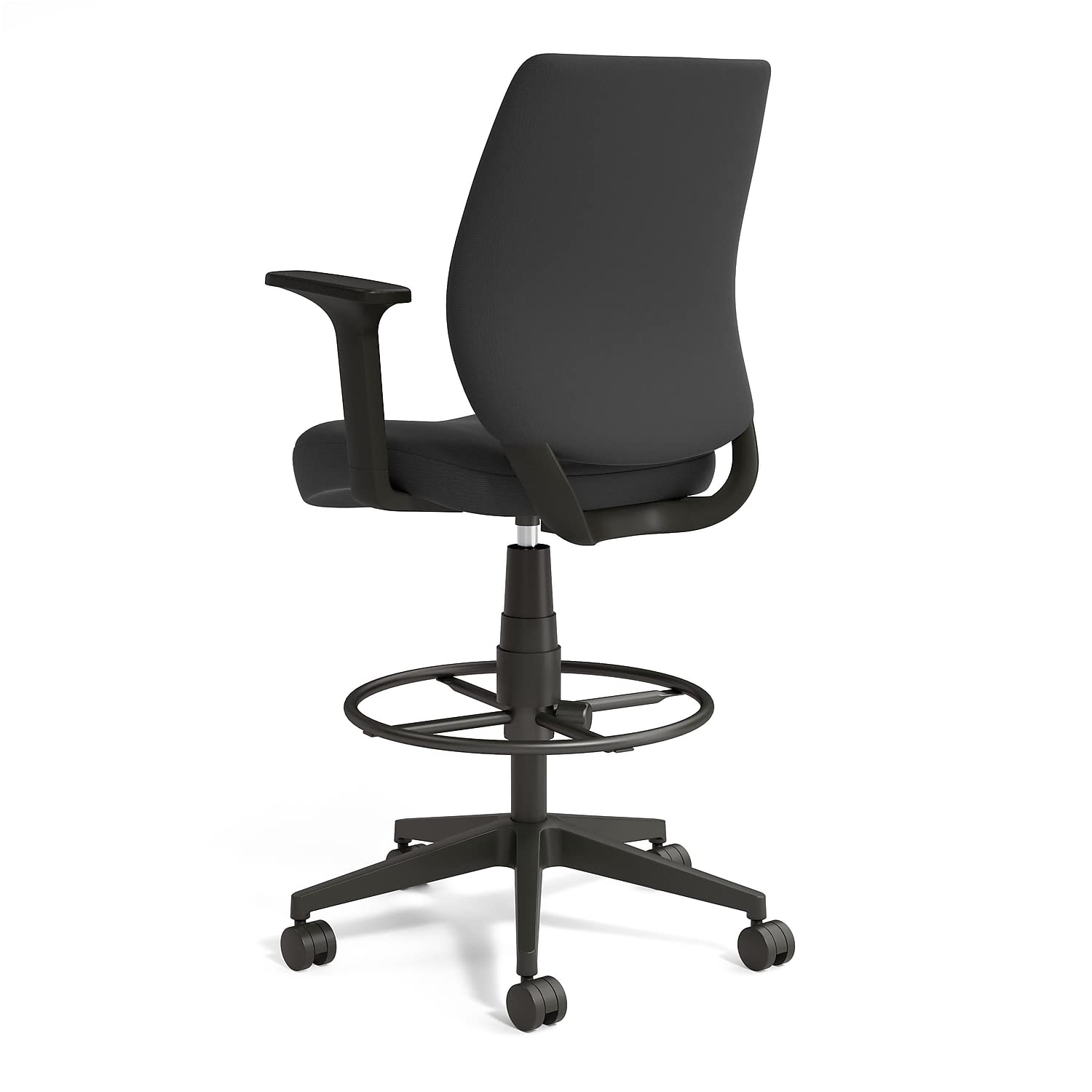 Drafting Stool, Fabric, Footrest, Black