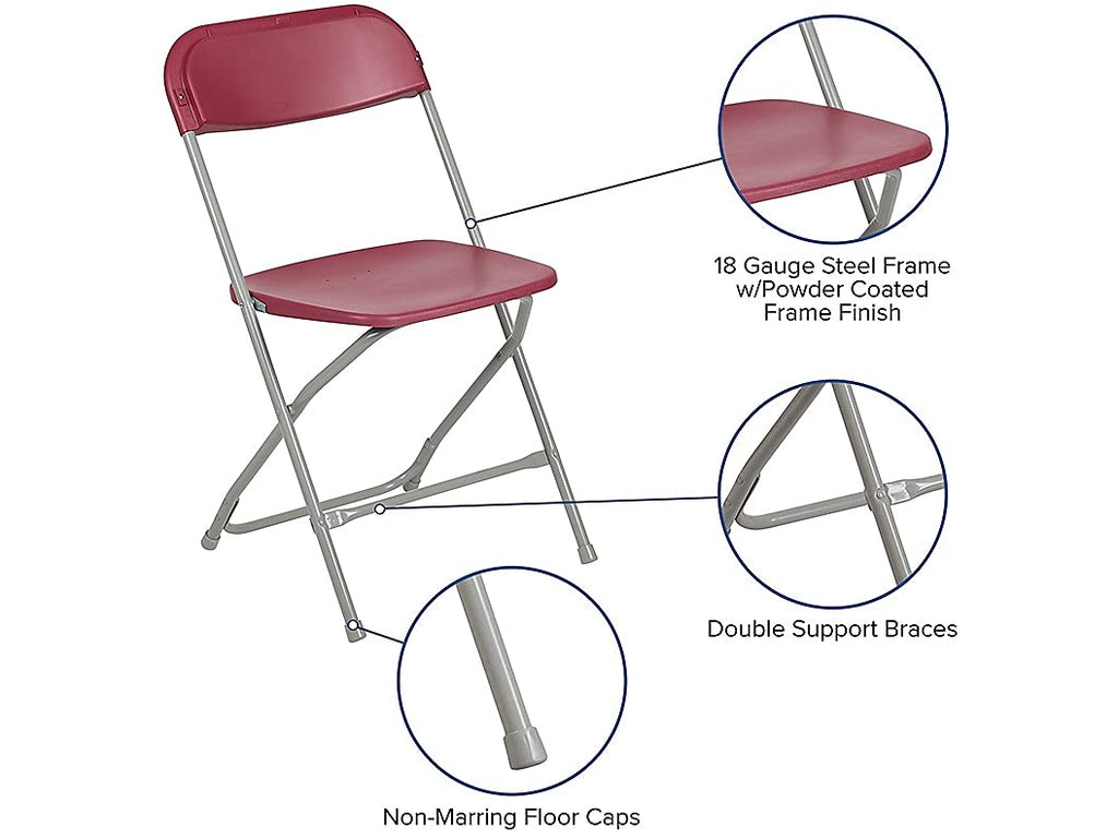 2 Pack , Hercules™ Series Plastic Folding Chair - Red - 650LB Weight Capacity Comfortable Event Chair - Lightweight Folding Chair