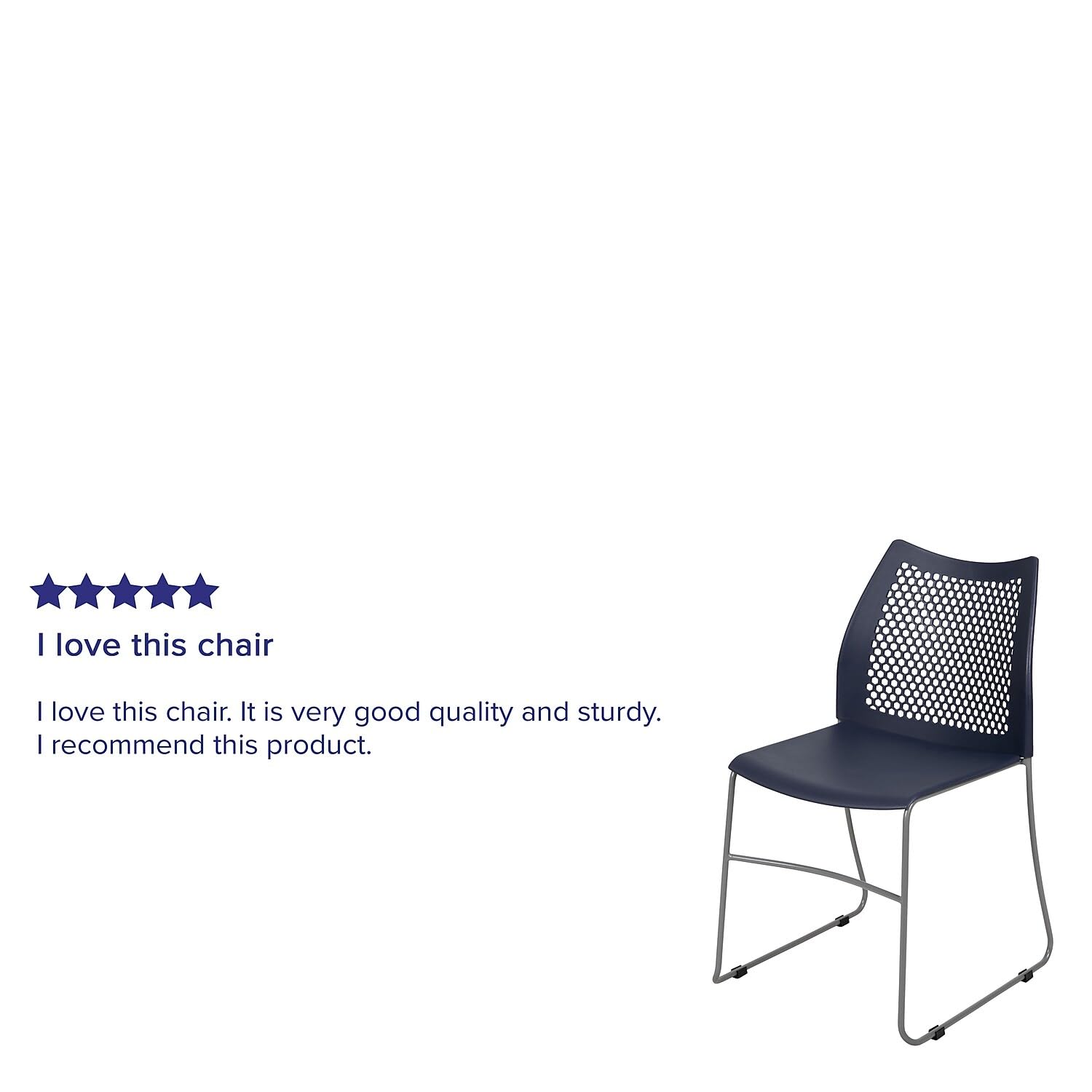 (Set of 5)Hercules Series Contoured Lobby Chairs , with Air-Vent Honeycomb Backs, Ergonomic Stacking Chairs for Offices,  Navy