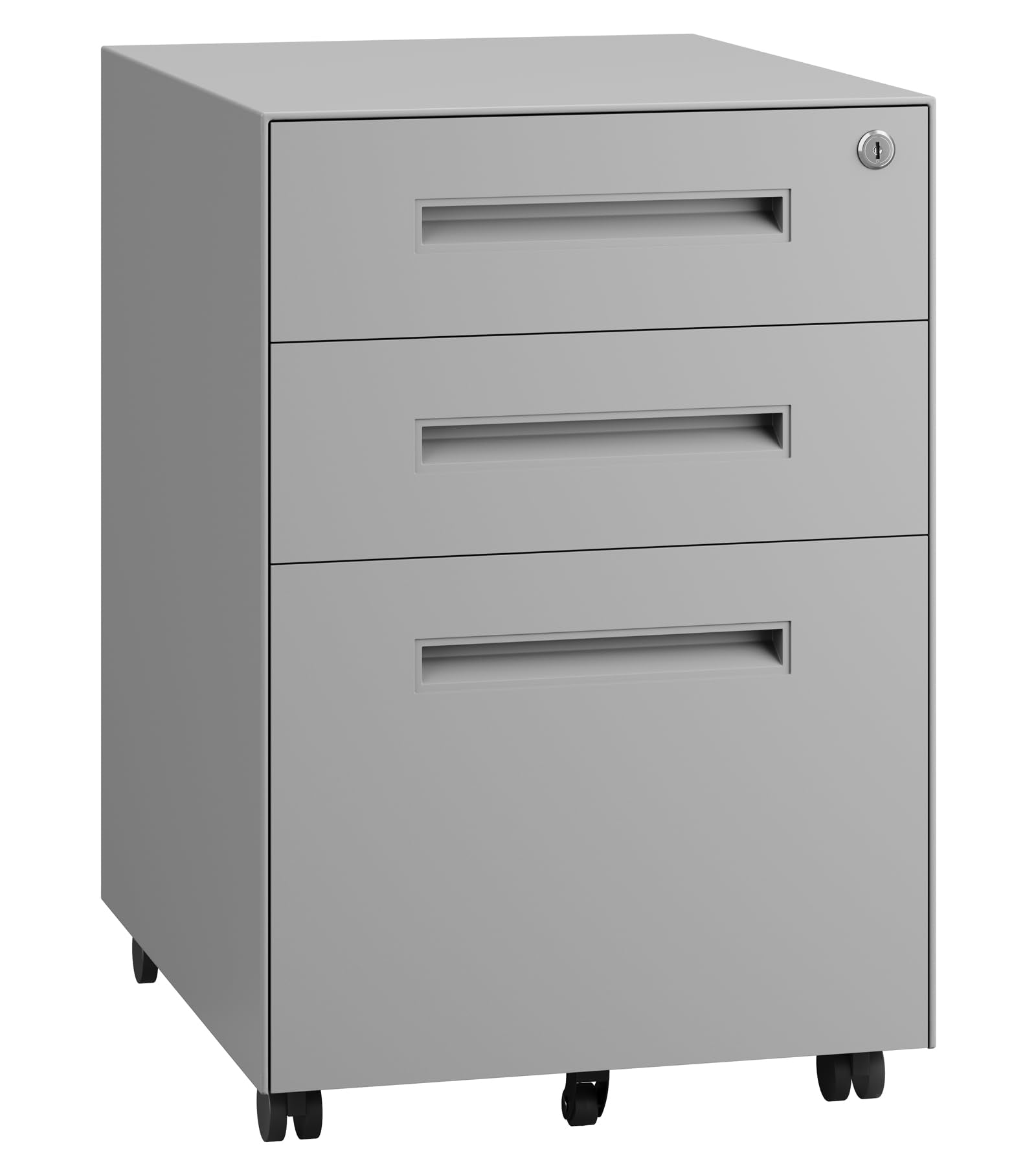 3 Drawer Metal Rolling File Cabinet Under Desk Filing Cabinet Grey