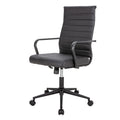 Black Office Chair, Ergonomic Leather Modern Office Chair, Executive Ribbed Height Adjustable Swivel Rolling Chair for Home Office.