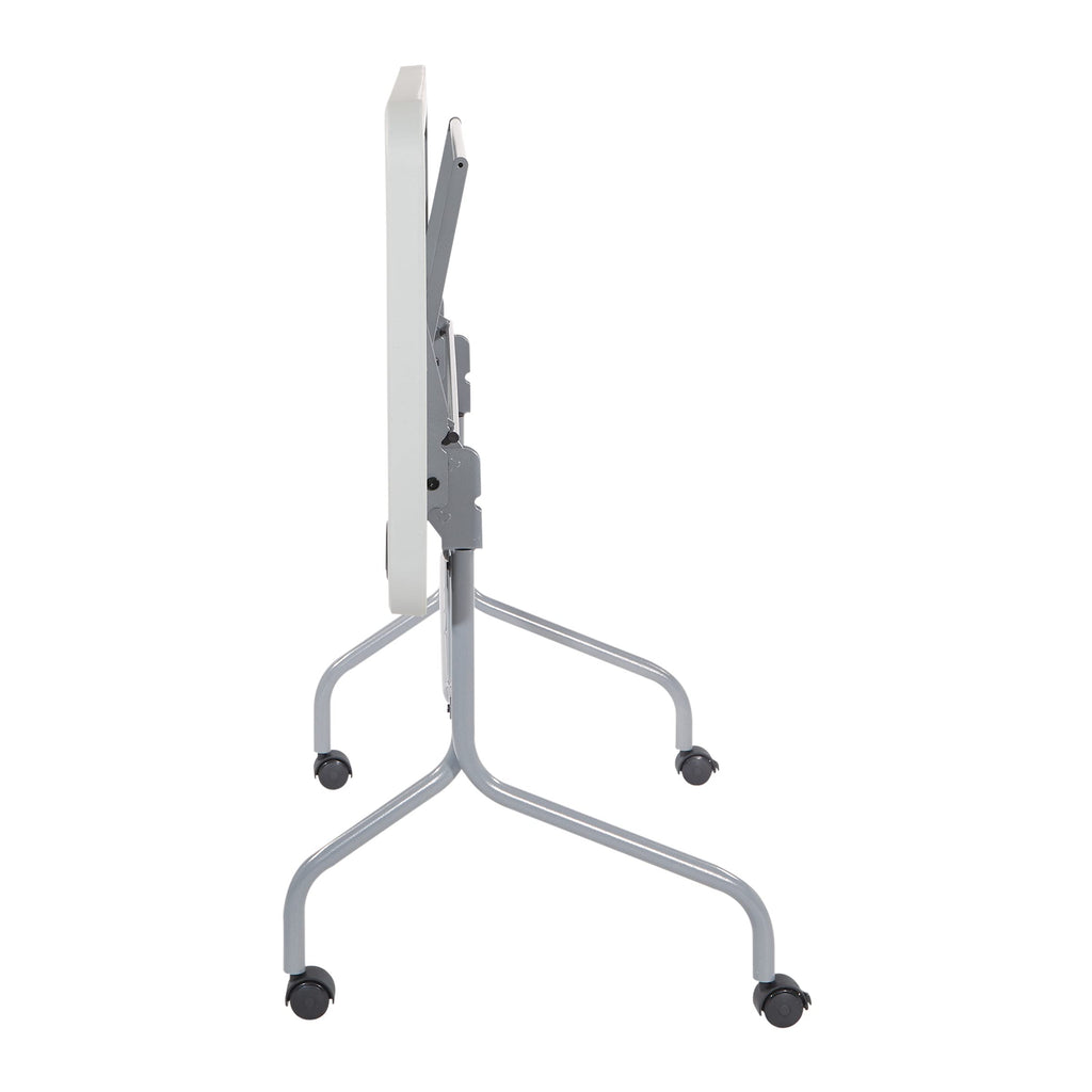 Resin Multipurpose Flip Training Table with Locking Casters for Home or Office, 4 Feet Light Gray