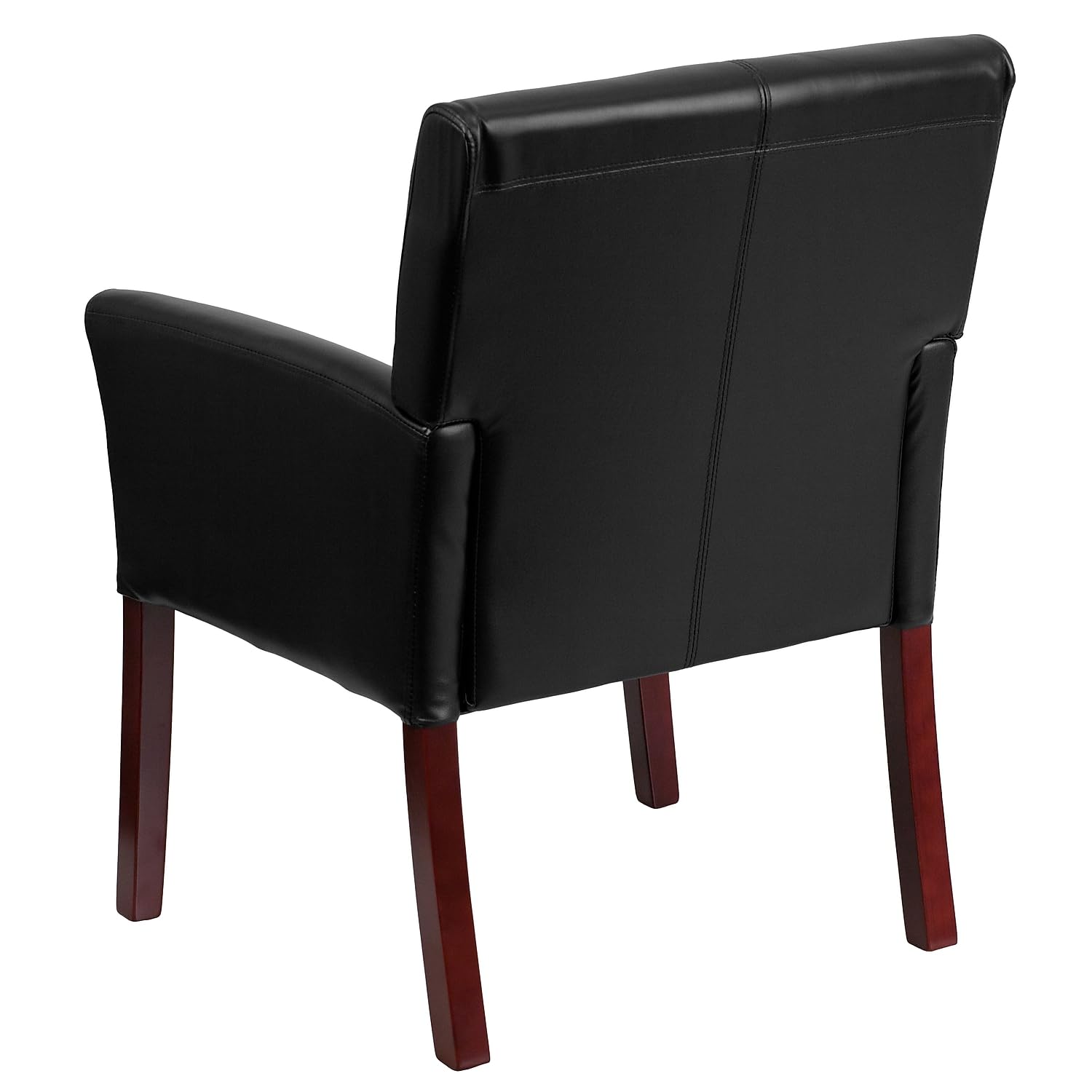 LeatherSoft Upholstered Executive Side Reception Chair, Lobby Chair with Cushions and Padded Arms, Black