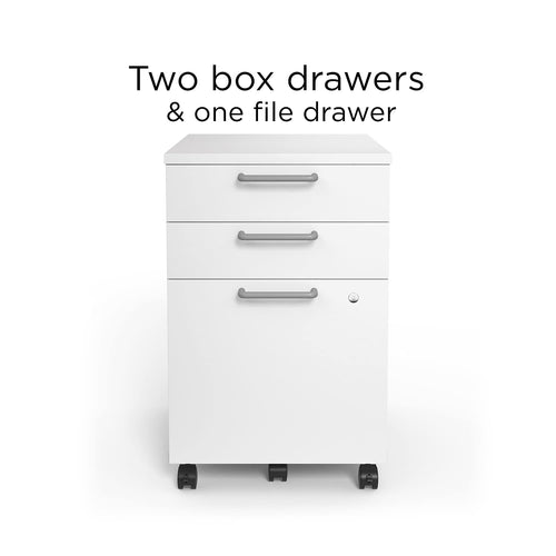 ( 2 pack) Mobile Pedestal File Cabinet, 3-Drawer, White, Wheels