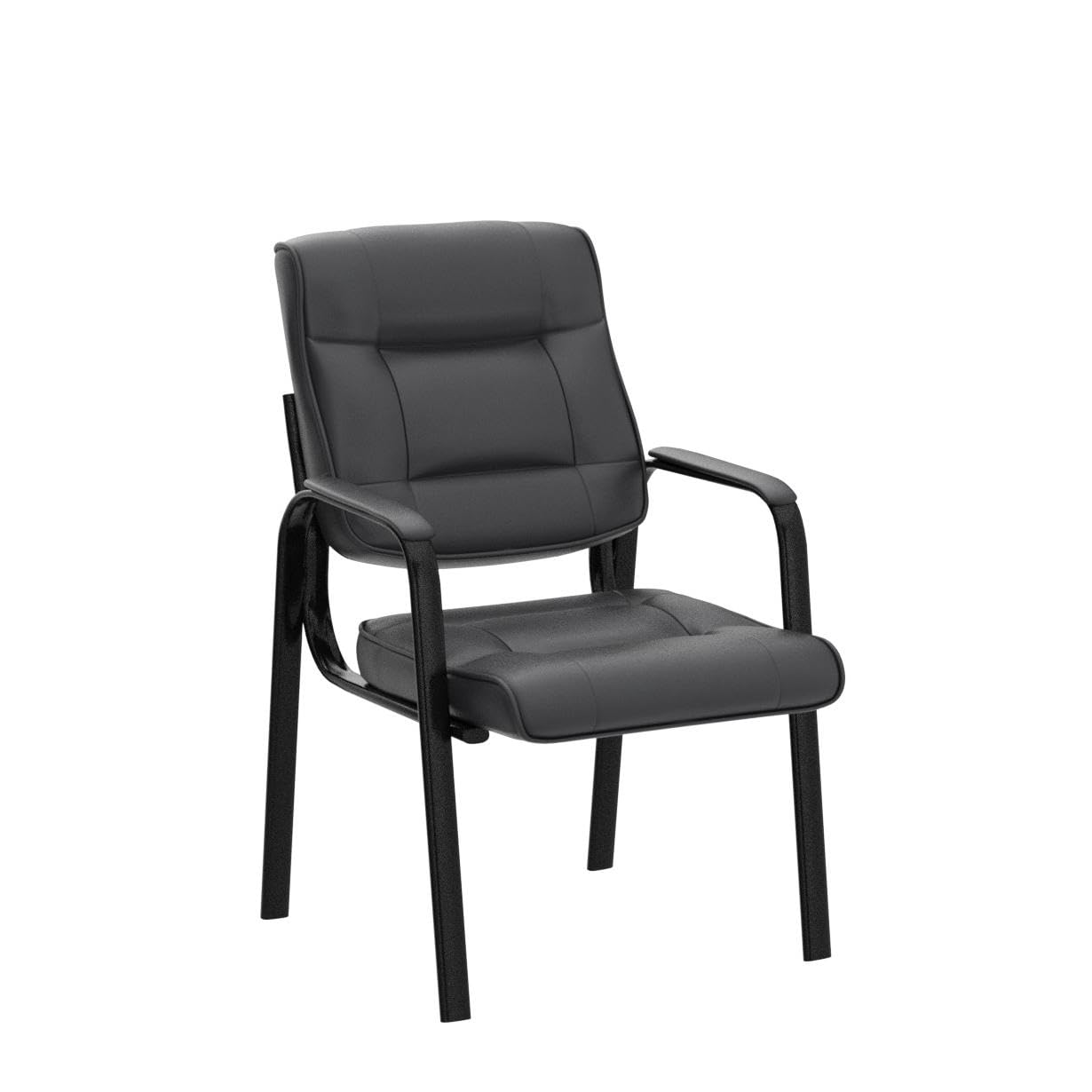 Set of 2, Office Guest Chair Bonded Leather Executive Side Chair Reception Chair with Solid Metal Frame Home Office Furniture