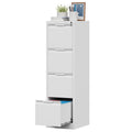 4 Drawer File Cabinet with Lock,Metal Vertical Filing Cabinets for Home Office,Heavy Duty File Storage Cabinet for Letter/Legal/A4/F4 Size File,Easy to Assemble,Black,White