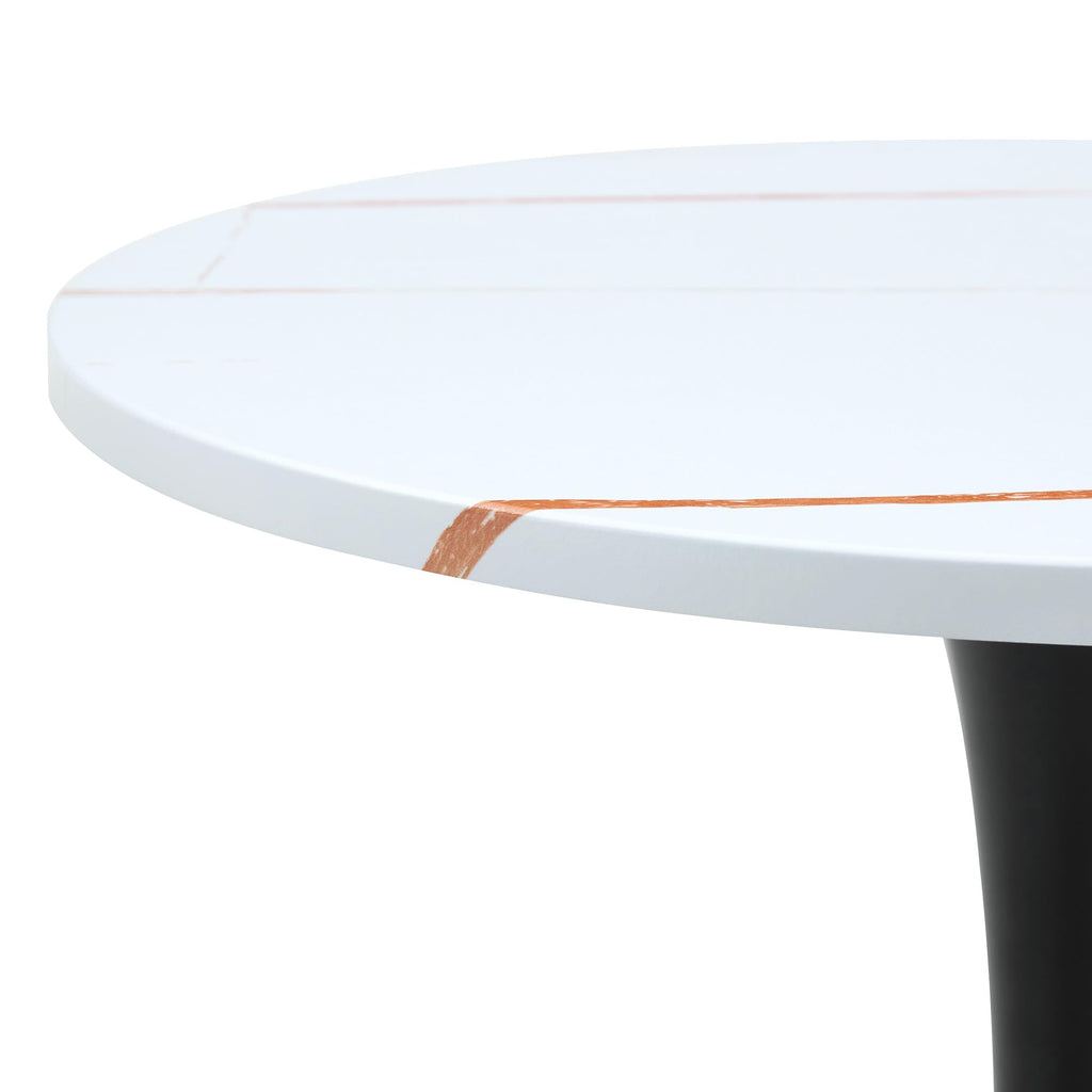 Round Dining Table, 23.6" Circle Tulip Table with Thickened Tabletop & Metal Pedestal, Mid Century Modern Bistro Table for Kitchen, Small Places, Living Room