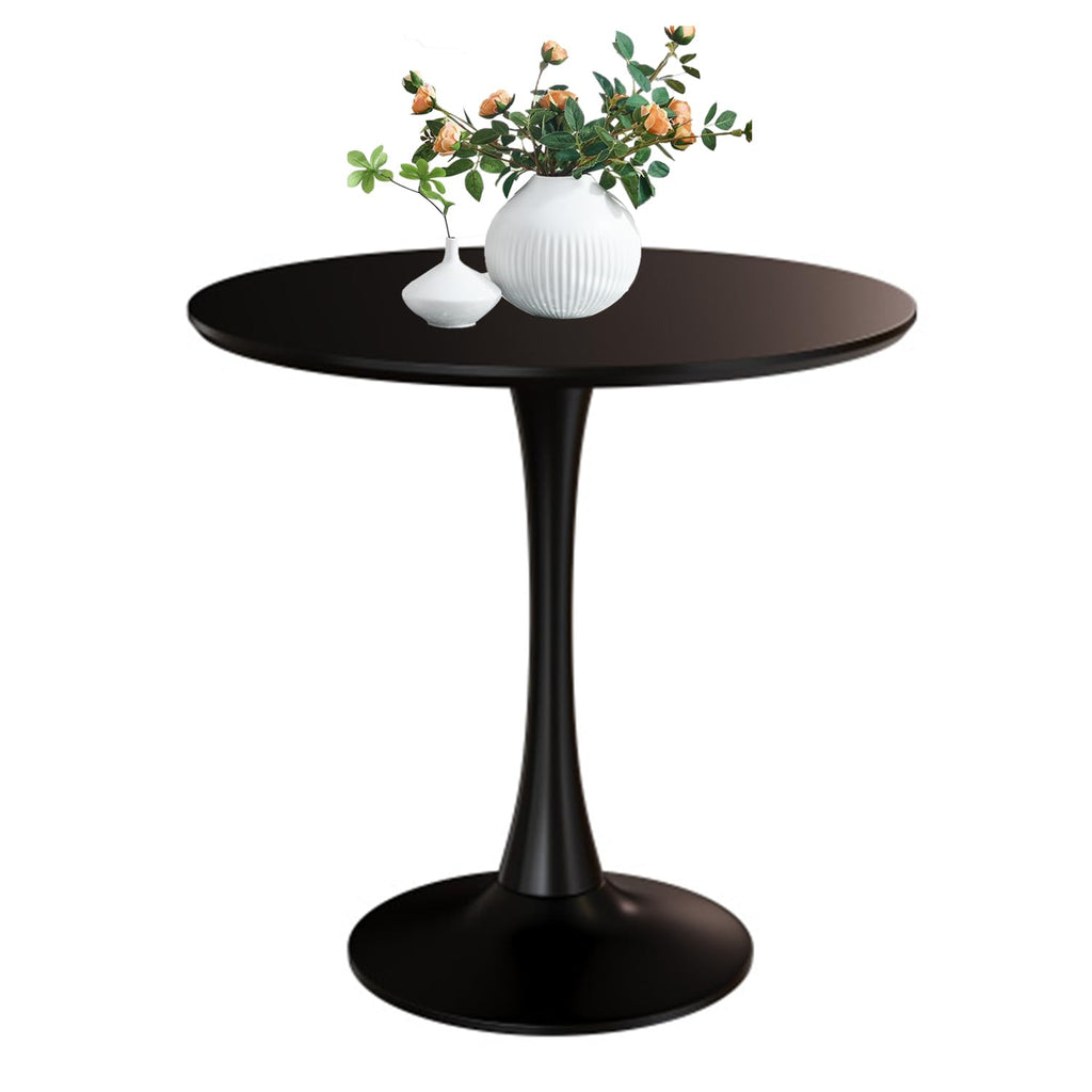 Sybrioka 24" Tulip Table for 1-2 Persons Modern Round Dining Room Table, Mid-Century Modern Black Small Kitchen Table with MDF Wooden Top, Leisure Coffee Table for Living Room, Dining Room, Office