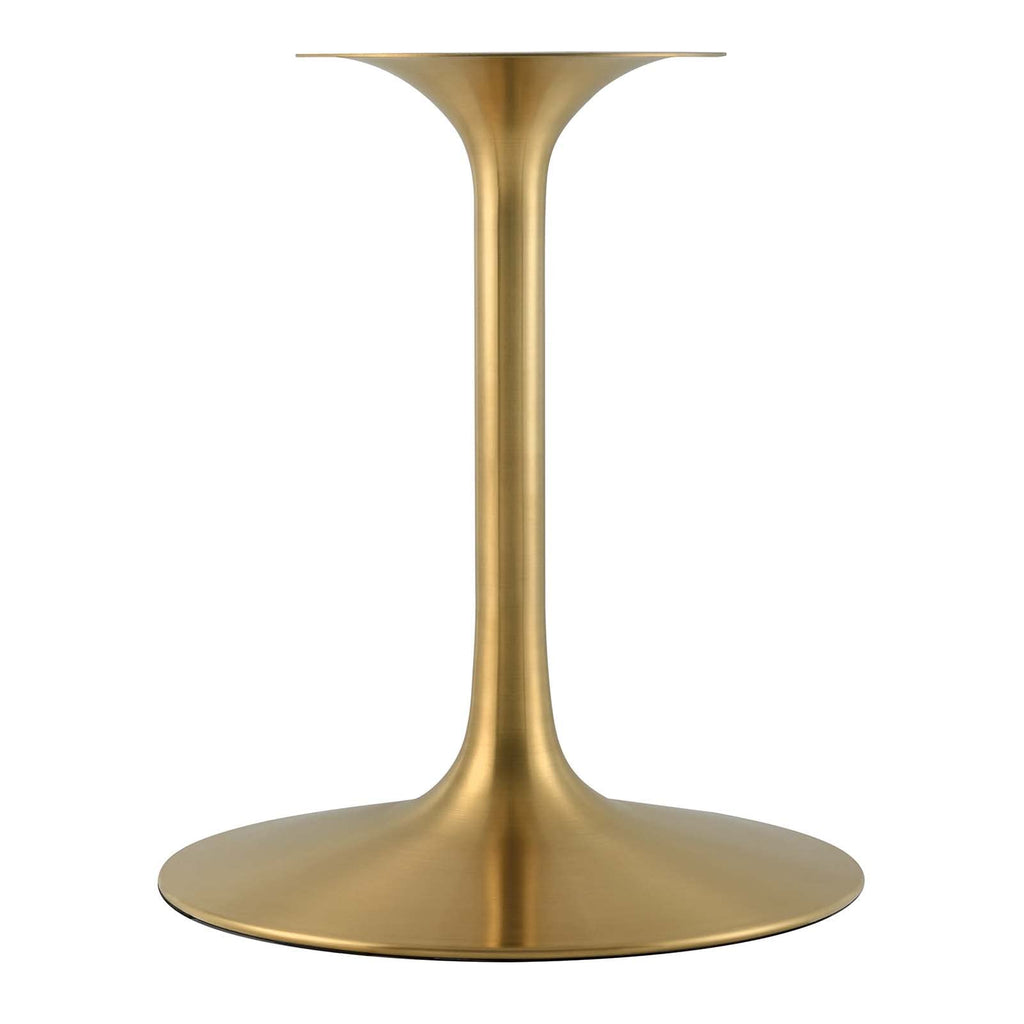 Modway Lippa 60" Mid-Century Dining Table with Round Artificial Marble Top in Gold White