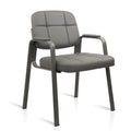 Waiting Room Guest Chair with Bonded Leather Padded Arm Rest for Office Reception and Conference Desk (Grey 1 Pack)