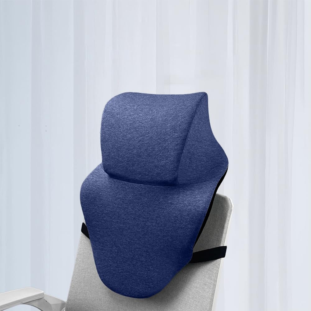 Office Chair Headrest, Adjustable Neck Support Pillow with Removable Washable Cover - Head Rest Attachment for Office Chairs and Wheelchairs, Neck Pillow for Desk Chair Napping (Blue)