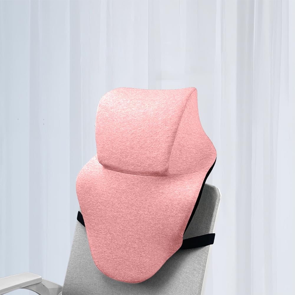 Office Chair Headrest, Adjustable Neck Support Pillow with Removable Washable Cover - Head Rest Attachment for Office Chairs and Wheelchairs, Neck Pillow for Desk Chair Napping (Pink)