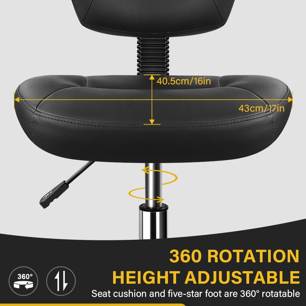 Drafting Chair with Back Footrest Adjustable Office Stool Chair 360 Swivel Rolling Stool with Wheels Desk Chair with Backrest for Drafting Office Lab Studio Counter Bedroom Kitchen Shop (Black)