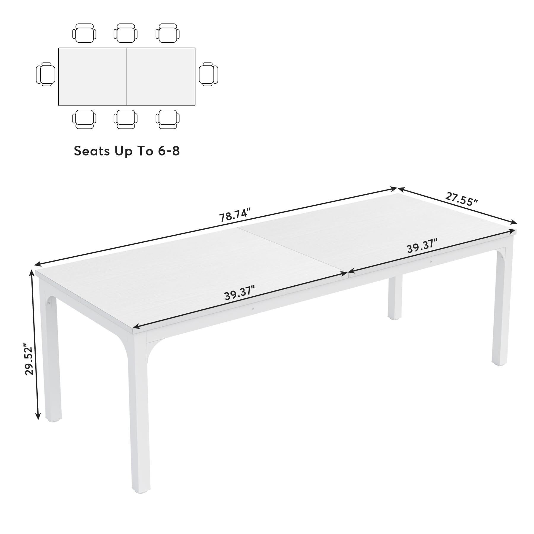 6.5 FT Conference Room Table, 78.74" W x 27.56" D Large Office Conference Table, Modern Seminar Meeting Table Desk for Boardroom, Meeting Room (1, White)