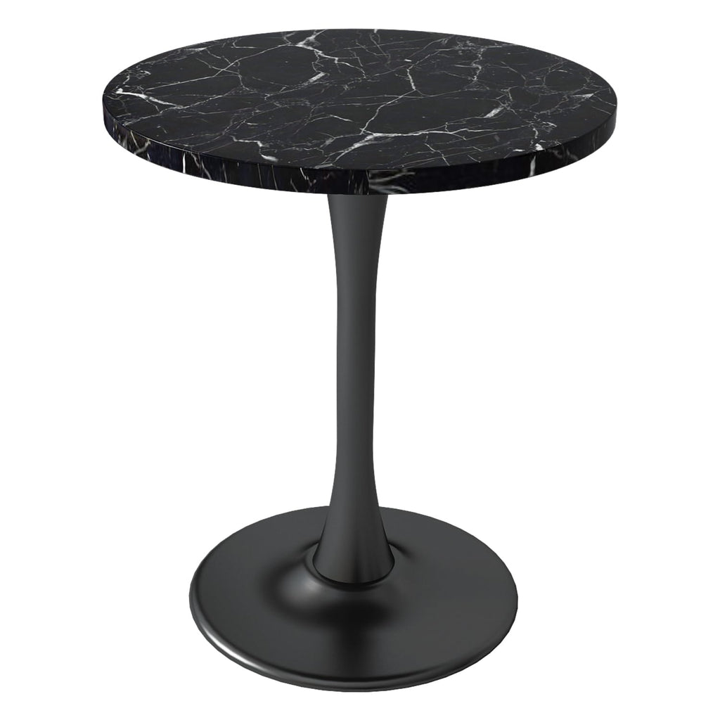 Kasinali Black Marble Round Dining Table 24" Circle Tulip Table with Thickened Tabletop & Sturdy Metal Pedestal Mid Century Modern Leisure Bistro Kitchen Tables 2 People Small Places Living Room Cafe
