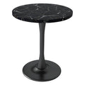Kasinali Black Marble Round Dining Table 24" Circle Tulip Table with Thickened Tabletop & Sturdy Metal Pedestal Mid Century Modern Leisure Bistro Kitchen Tables 2 People Small Places Living Room Cafe