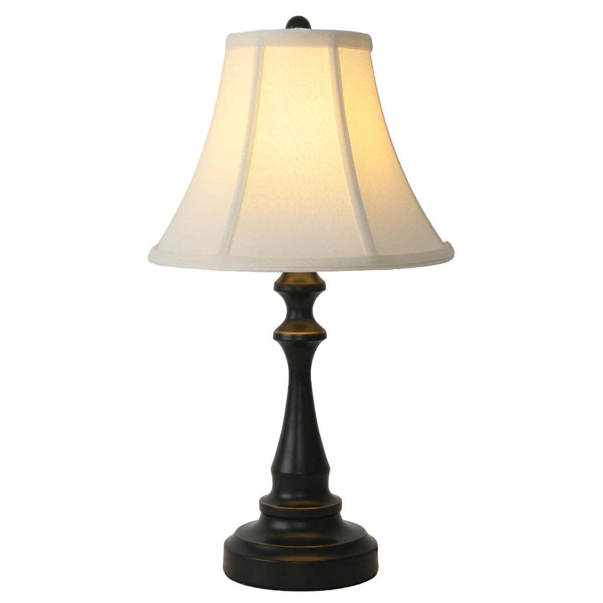 Traditional Table Lamp, Vintage Desk Lamp for Living Room with Fabric Shade, Farmhouse Bedside Lamp Black Finish for Bedroom Nightstand Office Hotel (Pack-01)