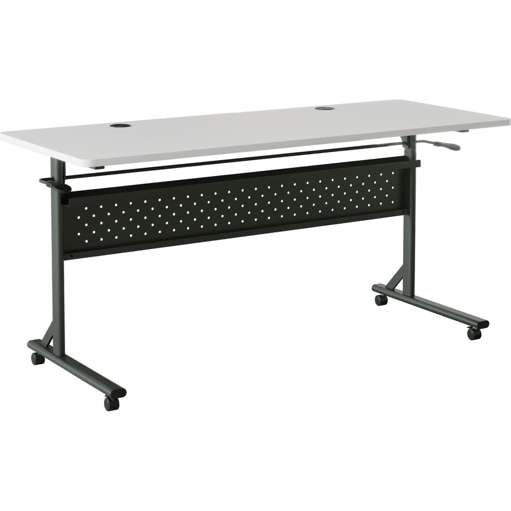 2.0 Flip & Nesting Mobile Table, 60" x 24" x 29.5", Black Steel Frame, Gray Laminated Top