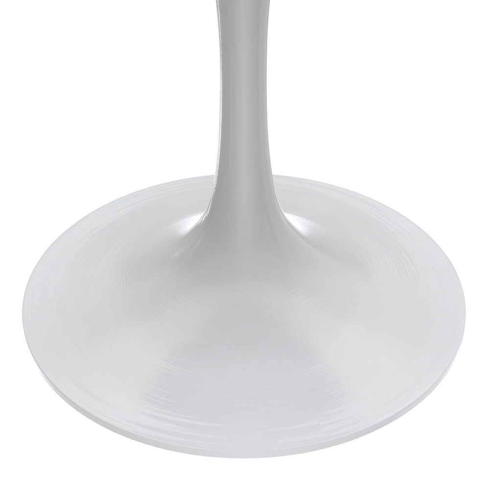 LeisureMod Verve Mid-Century Modern Dining Table with a 27" Round Sintered Stone Tabletop and White Stainless Steel Pedestal Base for Kitchen and Dining Room (Grey)