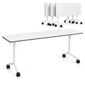 Folding Conference Table with Wheels, Flip-Top, 47.2in, 4 Pack, White