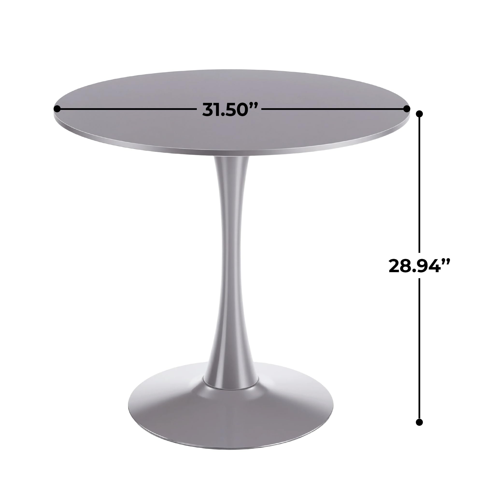 Sybrioka 31.5" Tulip Table for 2-4 Persons Modern Round Dining Room Table, Mid-Century Modern Grey Small Kitchen Table with MDF Wooden Top, Leisure Coffee Table for Living Room, Dining Room, Office