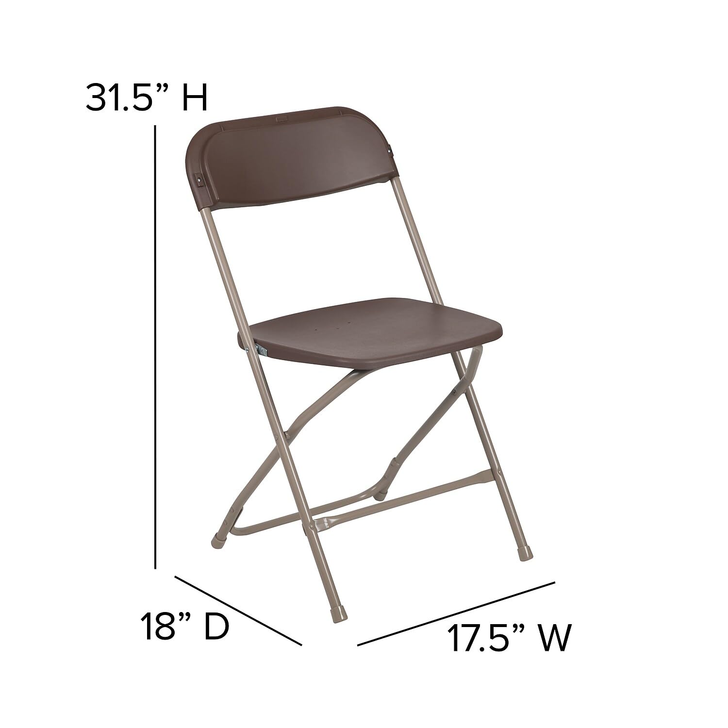 Hercules Series Plastic Folding Chair - - Brown - 650LB Weight Capacity Comfortable Event Chair - Lightweight Folding Chair -