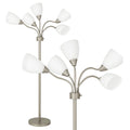 Medusa 5-Light Floor Lamp – Silver Multi-Head Standing Lamp w/ 5 Adjustable White Acrylic Shades for Bedroom, Living Room, Office, Requires E12 Candelabra-Base LED Bulbs