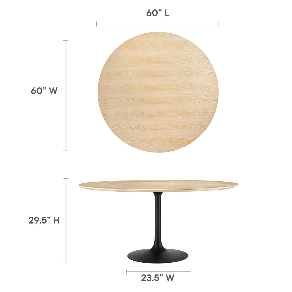 Modway Lippa Dining Table, 60", Black Natural
