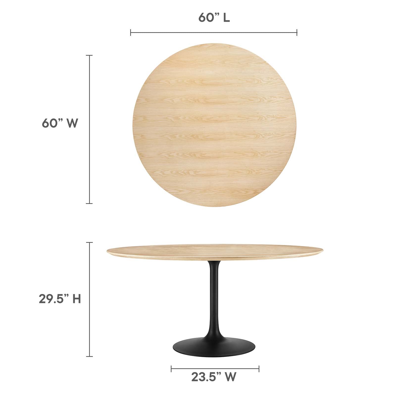 Modway Lippa Dining Table, 60", Black Natural