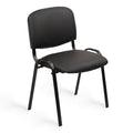Stacking Waiting Room Chairs, PU Leather Armless Office Guest Chair with Metal Frames, Stackable Conference Room Chairs No Wheels for Reception Lobby Side Meeting Training School, Black