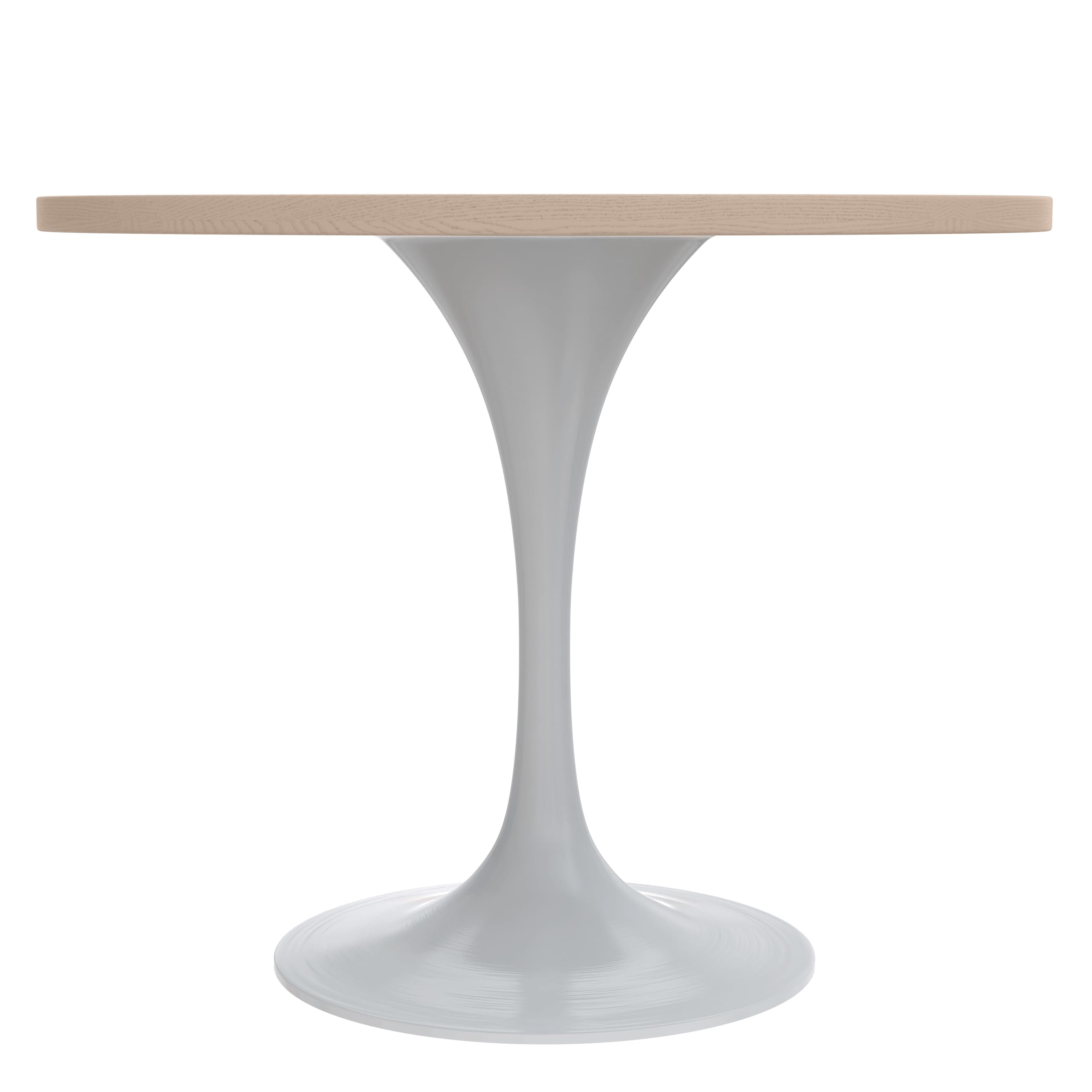 Verve Mid-Century Modern 36 Inch Round Dining Table, MDF Wood Tabletop with White Steel Pedestal Base, Contemporary Kitchen & Dining Room Table, for Small Spaces (Light Natural)