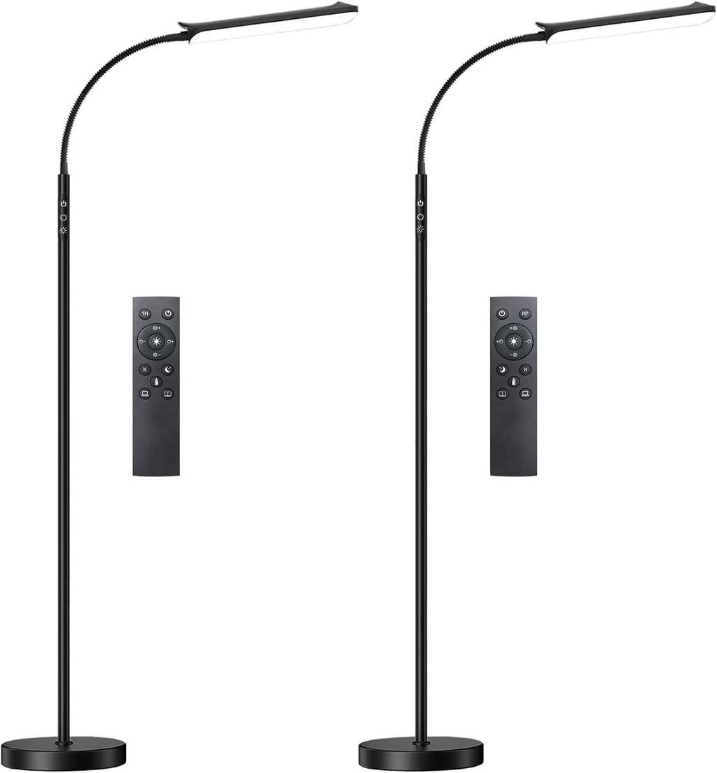 2 Pack, LED Floor Lamp, Super Bright Reading Lamps Floor Standing lamp with Remote & Touch Control, Stepless Dimming & 2700K-6500K Color Temperature, for Living Room Bedroom Office
