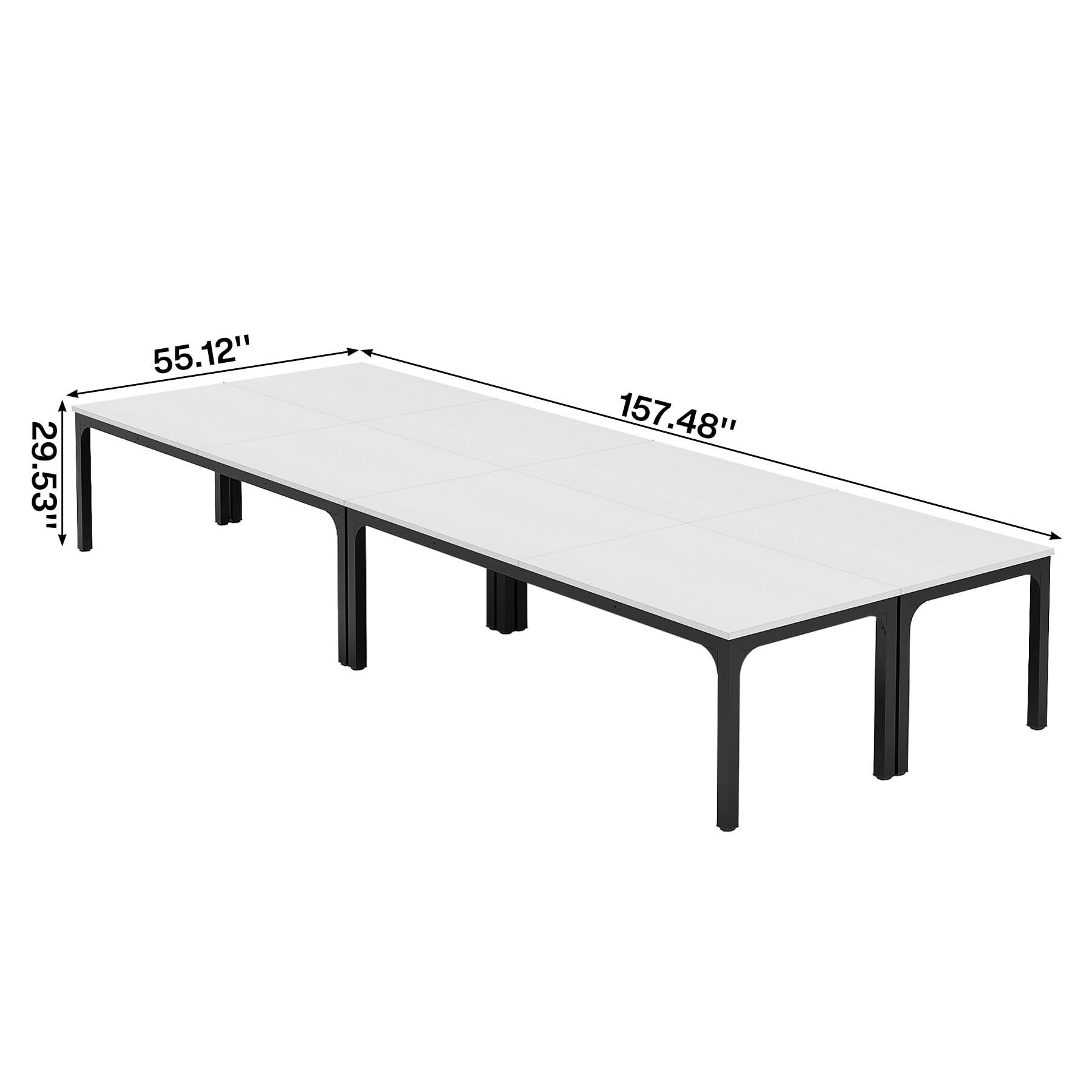 6.5 FT Conference Room Table, 78.74" W x 27.56" D Large Office Conference Table, Modern Seminar Meeting Table Desk for Boardroom, Meeting Room (4, White and Black)