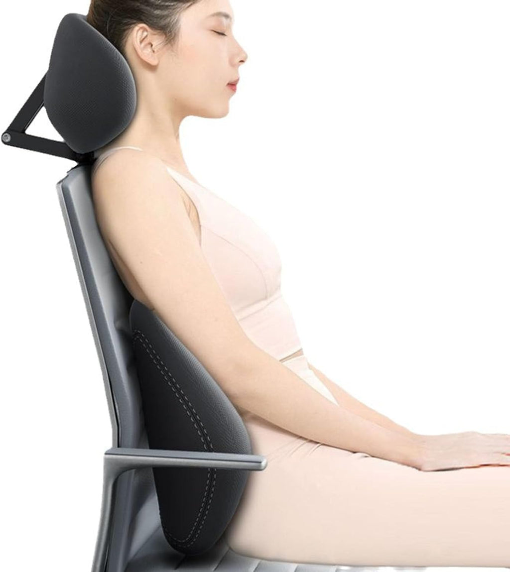 Memory Foam Headrest Attachment for Office Chair, Attachable Chair Head Rest, Desk Chair Neck Support, Elastic Sponge Head Pillow Adjustable Height and Angle (Black)