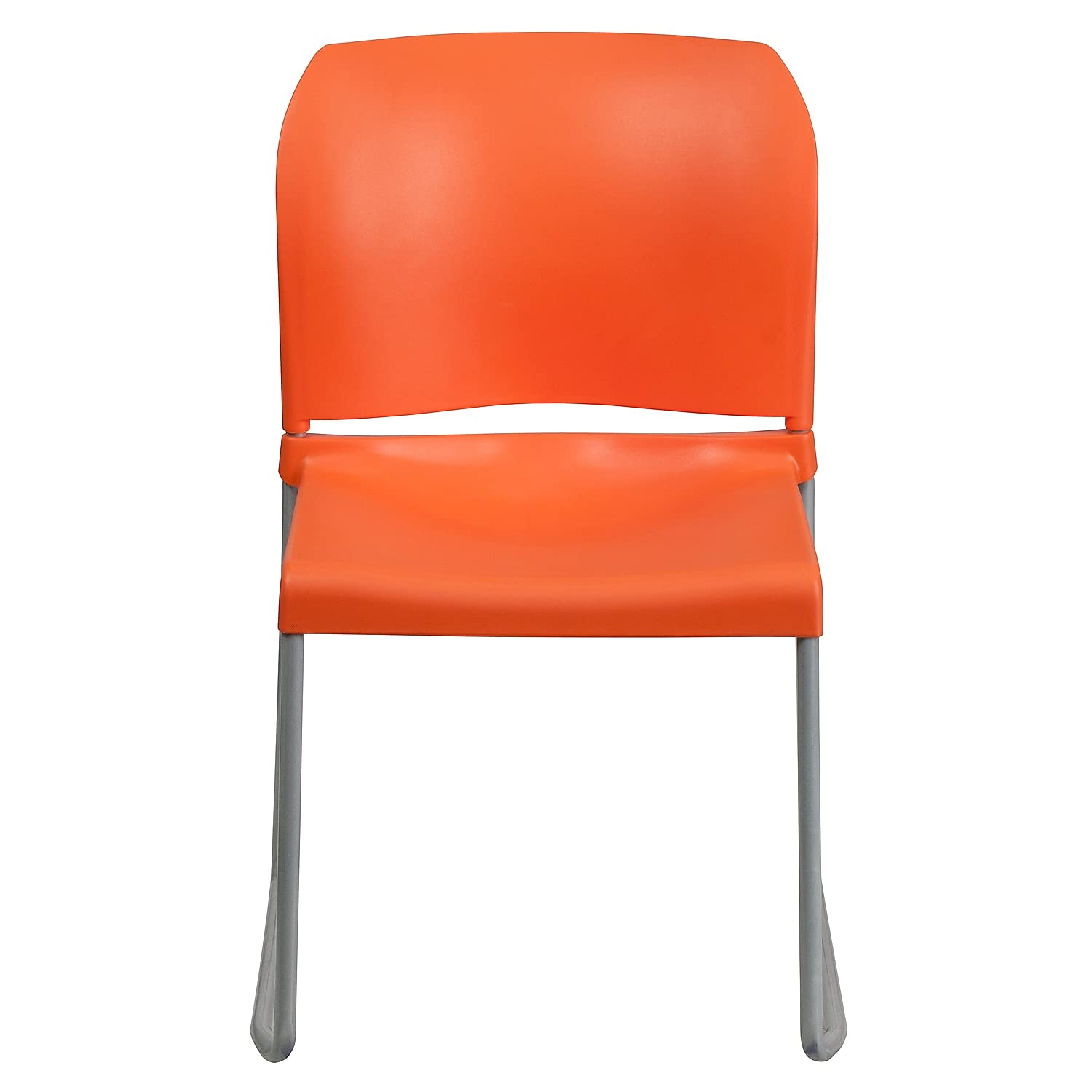 HERCULES Series 880 lb. Capacity Orange Full Back Contoured Stack Chair with Gray Powder Coated Sled Base