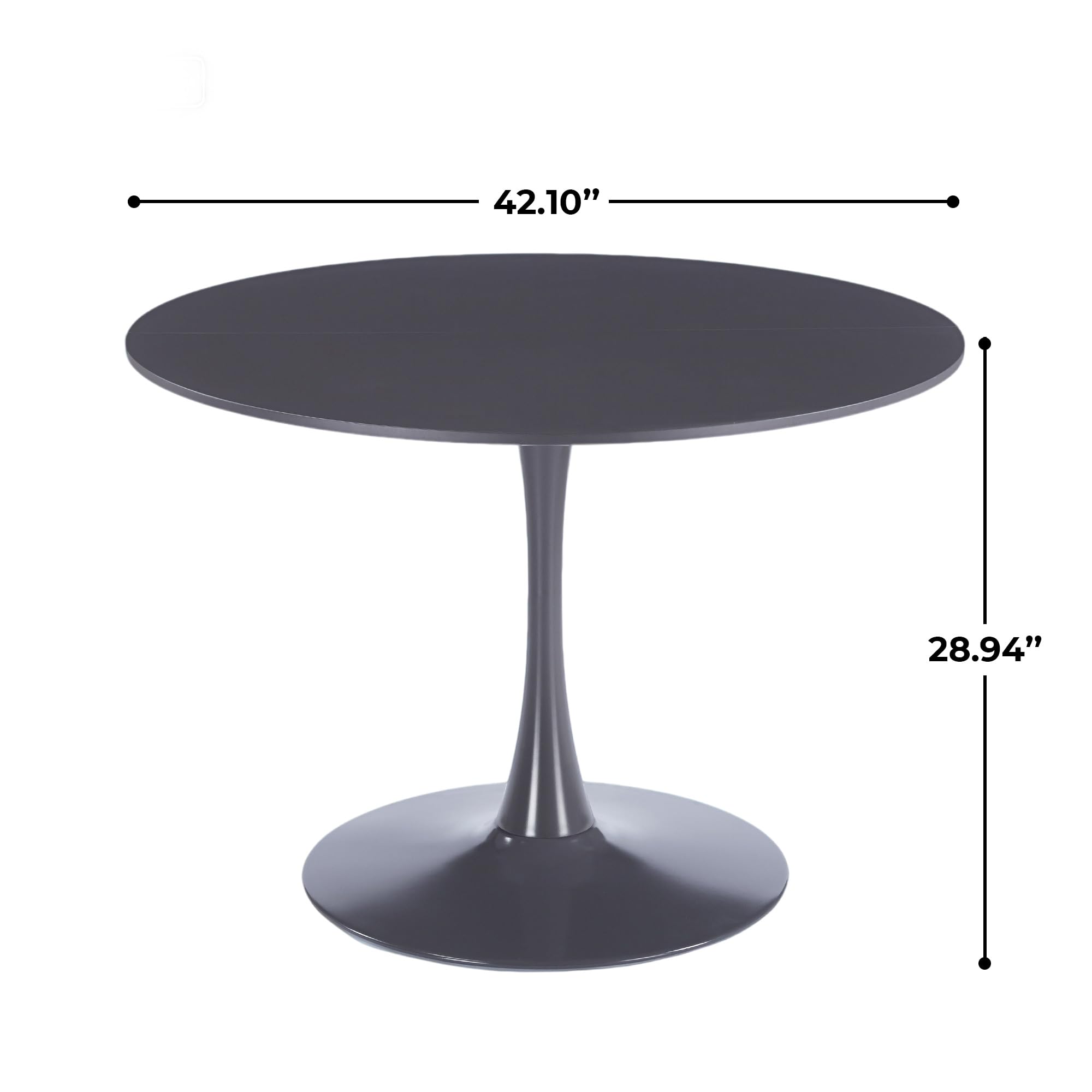 Sybrioka 42" Tulip Table for 4-6 Persons Modern Round Dining Room Table, Mid-Century Modern Grey Small Kitchen Table with MDF Wooden Top, Leisure Coffee Table for Living Room, Dining Room, Office
