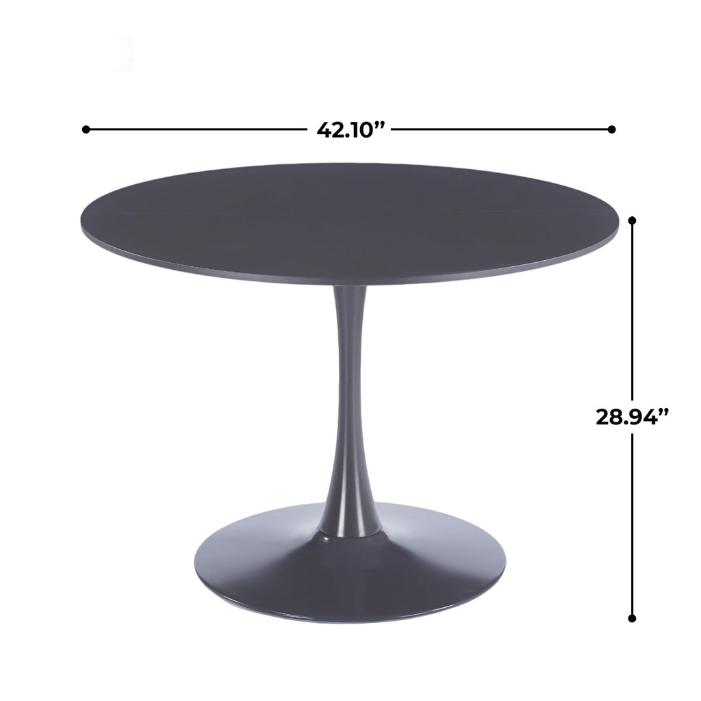 Sybrioka 42" Tulip Table for 4-6 Persons Modern Round Dining Room Table, Mid-Century Modern Grey Small Kitchen Table with MDF Wooden Top, Leisure Coffee Table for Living Room, Dining Room, Office