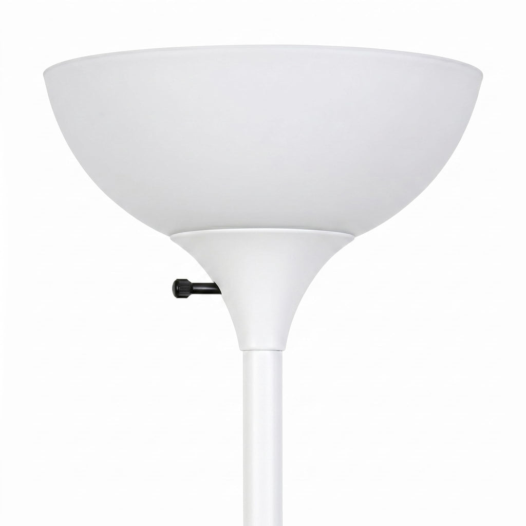 Sky Dome Double – High Brightness Torchiere Floor Lamp with 2 Reading Lights for Living Rooms, Bedrooms – Replace Halogen Standing Lamps with Efficient LED Office Lighting - Tall White Pole